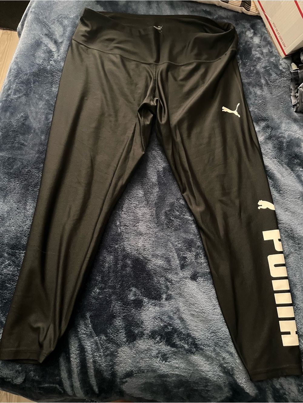 XL Puma Black Leggings with White Logo Print